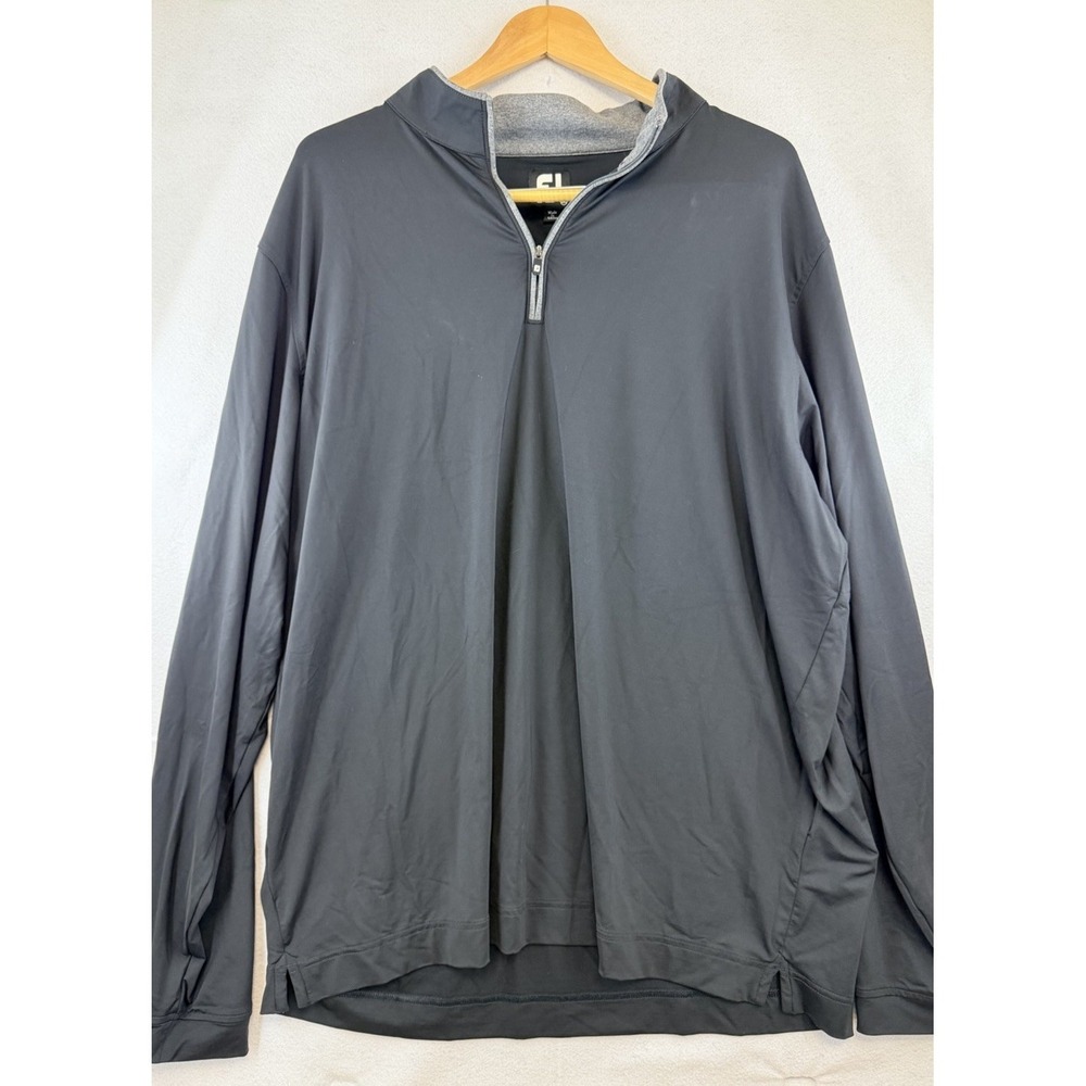 Footjoy FJ Performance 1/4 Zip Black Pullover Mens 2XL XXL, EUC, Nylon Spandex